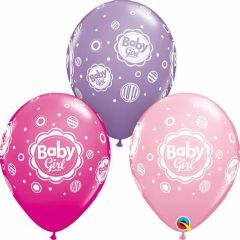 Latex baloni 28 cm Baby Girl Dots Ast