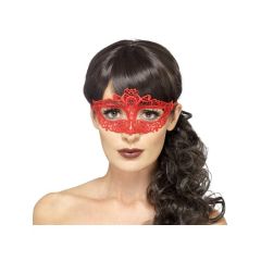 Crvena čipkasta maska