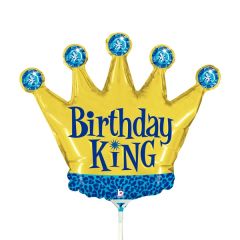 Mini Birthday King folijski balon na štapiću