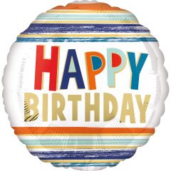 Standard Happy Birthday Letters and Stripes folijski balon